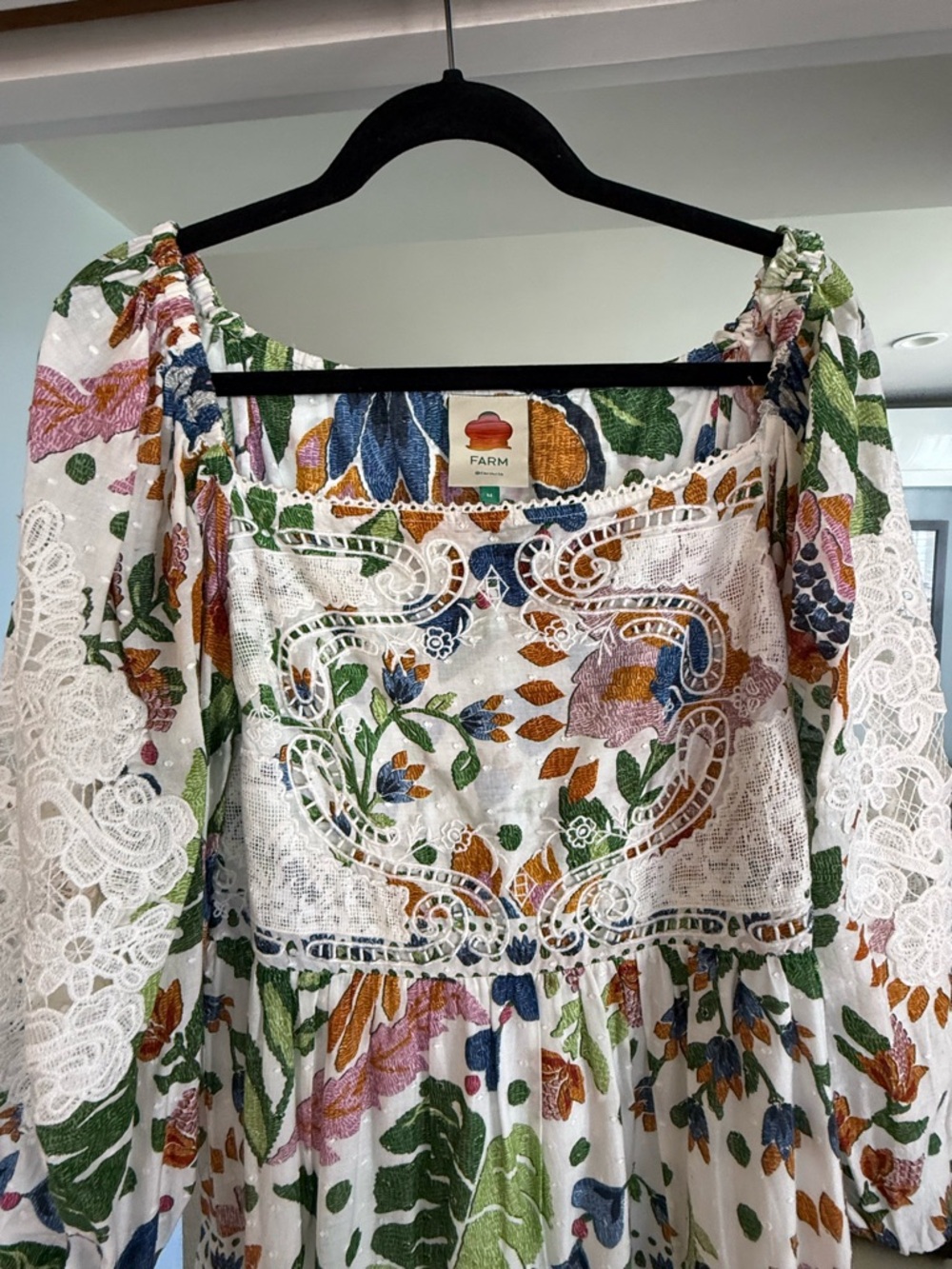 FARM Rio Floral Tropical Midi Dress in blue, green, pink - Picture 8 of 14